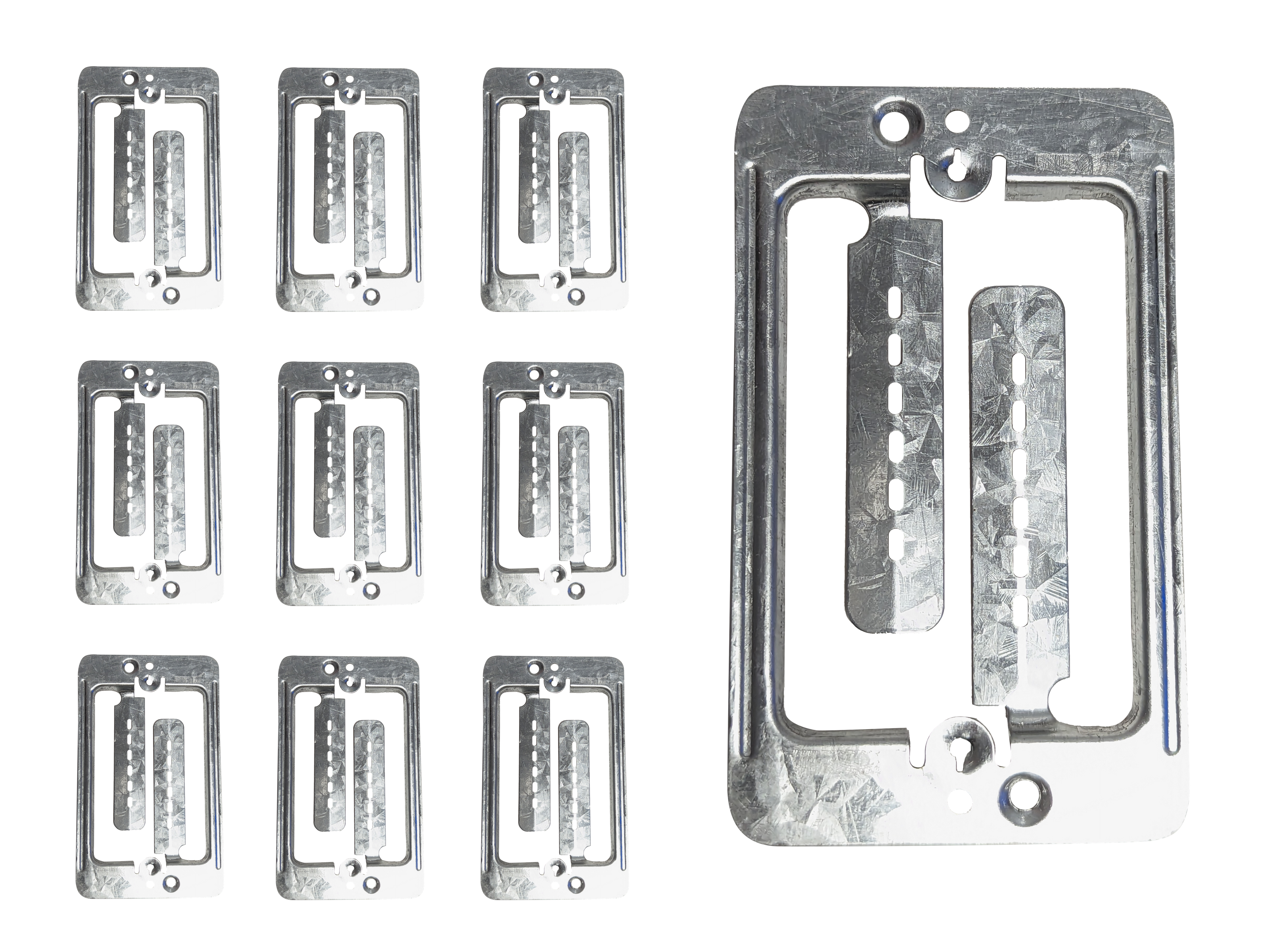 BestMounts - Lot de 10 boîtiers de montage basse tension 1 poste polyvalents en acier pré-galvanisé - Supports de plaque murale pour câbles téléphoniques, câbles réseau, HDMI, câbles d'enceinte