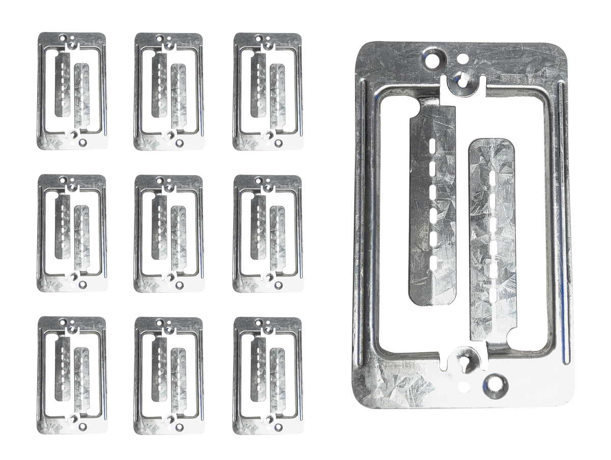 BestMounts - 10 Pack Low Voltage Mounting Brackets 1 Gang Multipurpose Pre Galvanized Steel - Drywall Outlet Cable Wall Plate Bracket for Telephone Wire, Network Cables, HDMI, Speaker Wire