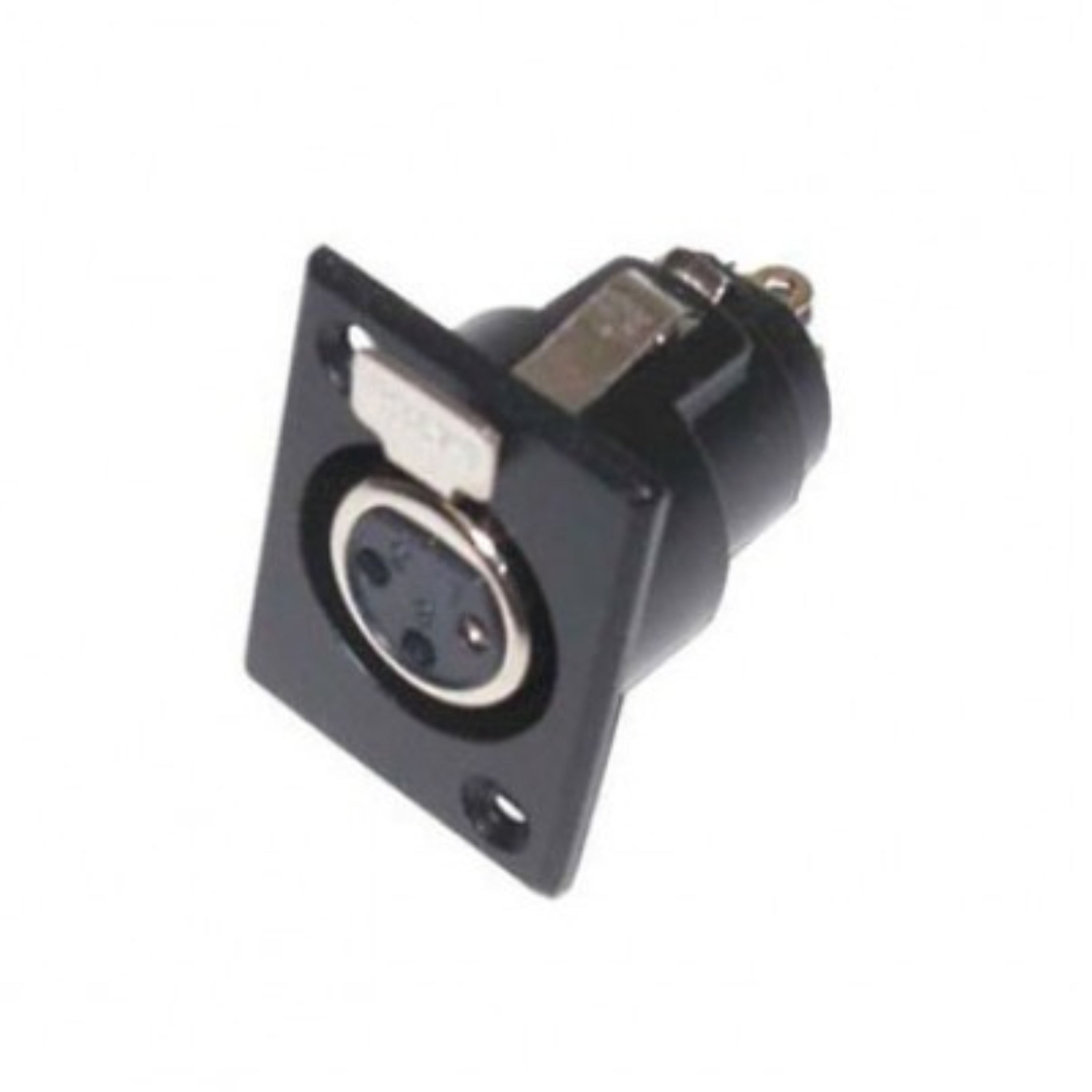 Connecteur XLR femelle 3 broches pour montage châssis (à souder, corps noir)