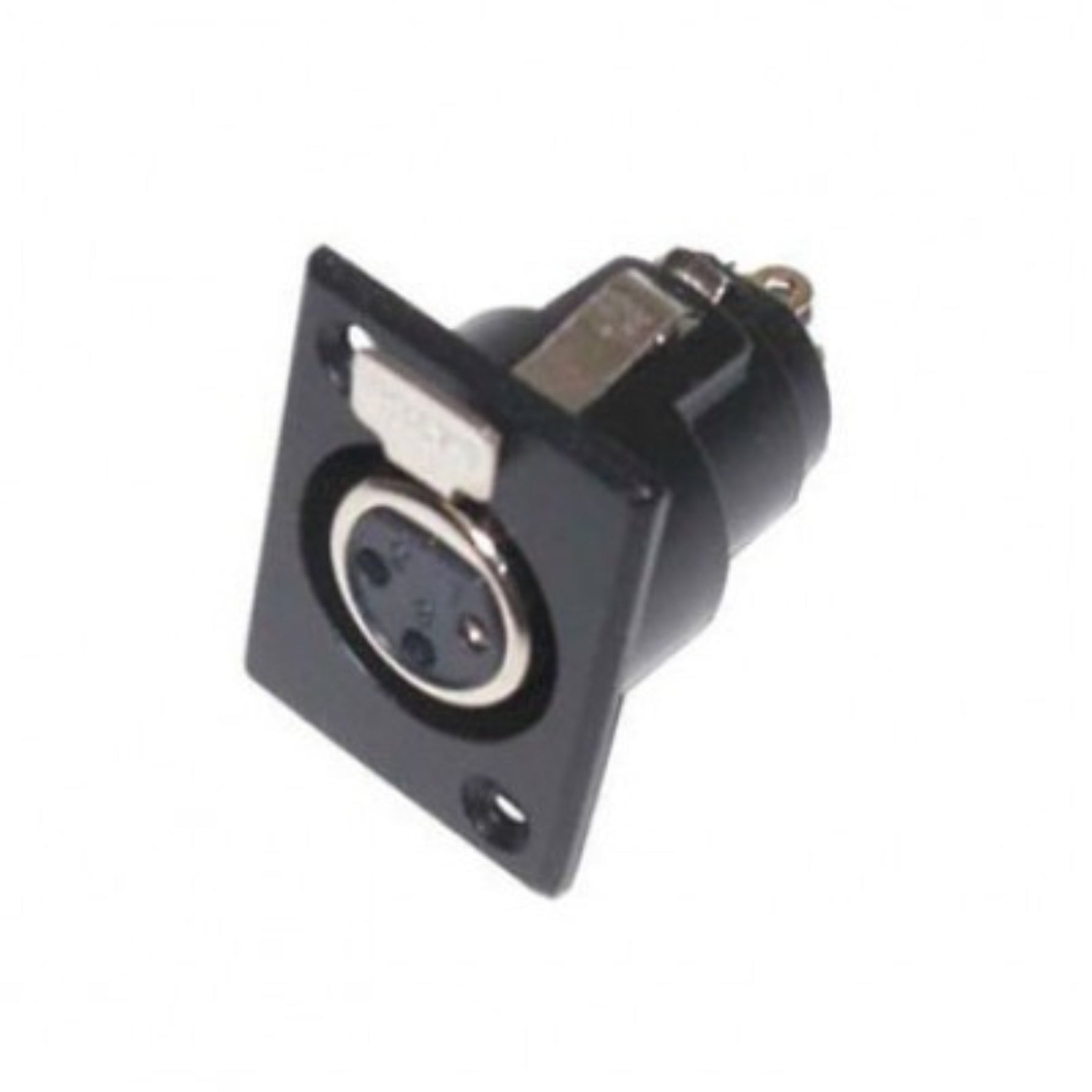 Connecteur XLR femelle 3 broches pour montage châssis (à souder, corps noir)
