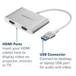 Open Box Insignia USB 3.0 to Dual HDMI Adapter – 4K Ultra HD Multi-Monitor Display