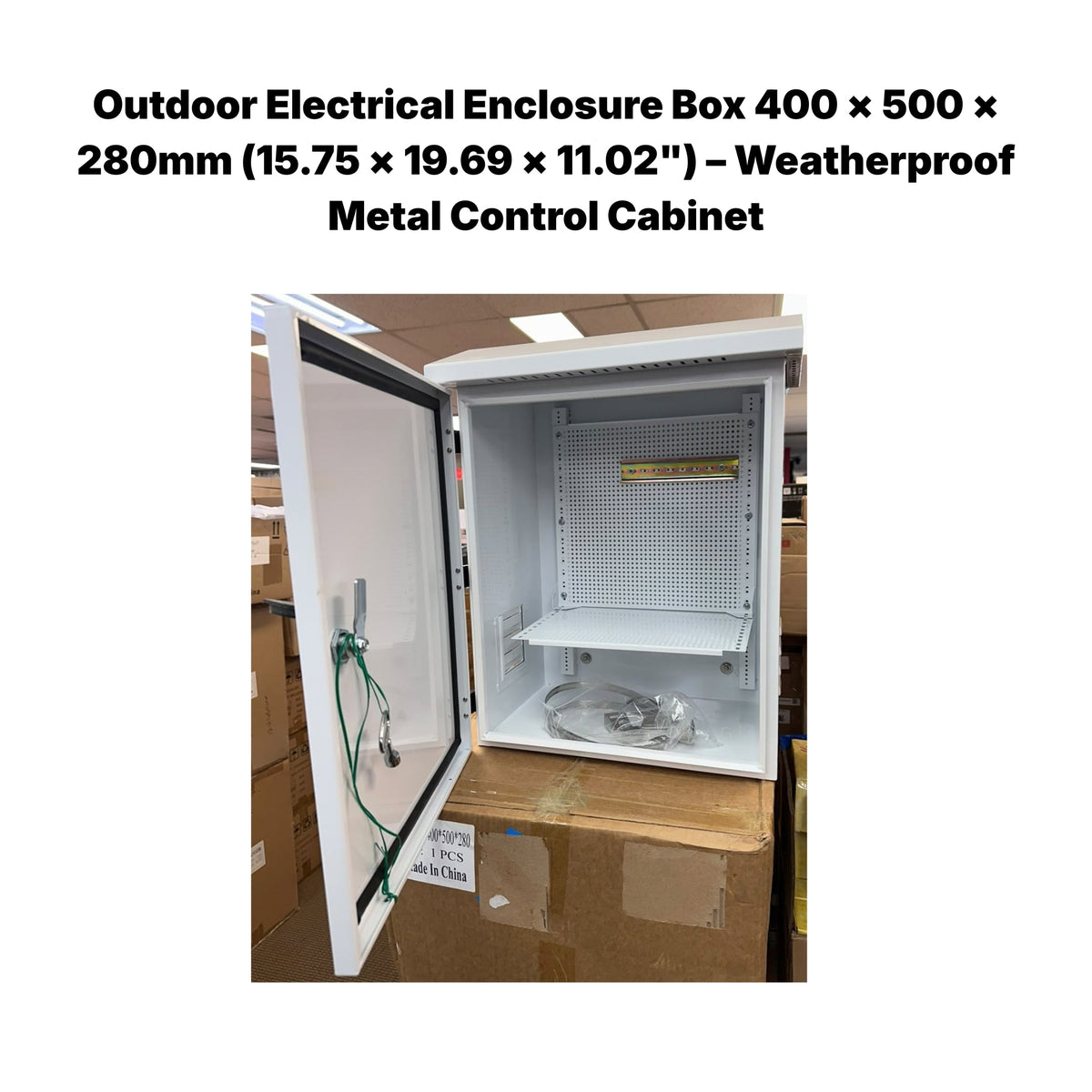 Outdoor Electrical Enclosure Box 400 × 500 × 280mm (15.75 × 19.69 × 11.02") – Weatherproof Metal Control Cabinet