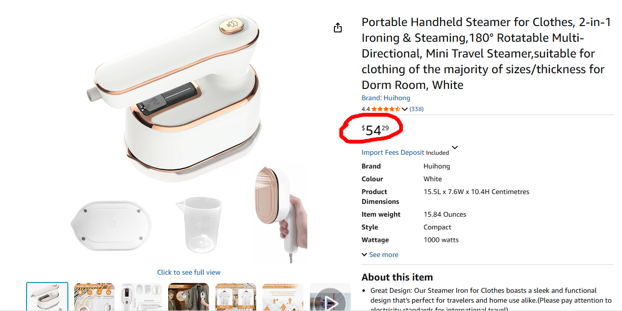 Défroisseur Vapeur Portable – Fer à Repasser et Défroisseur 2-en-1, Défroisseur de Voyage Mini Rotatif à 180°
