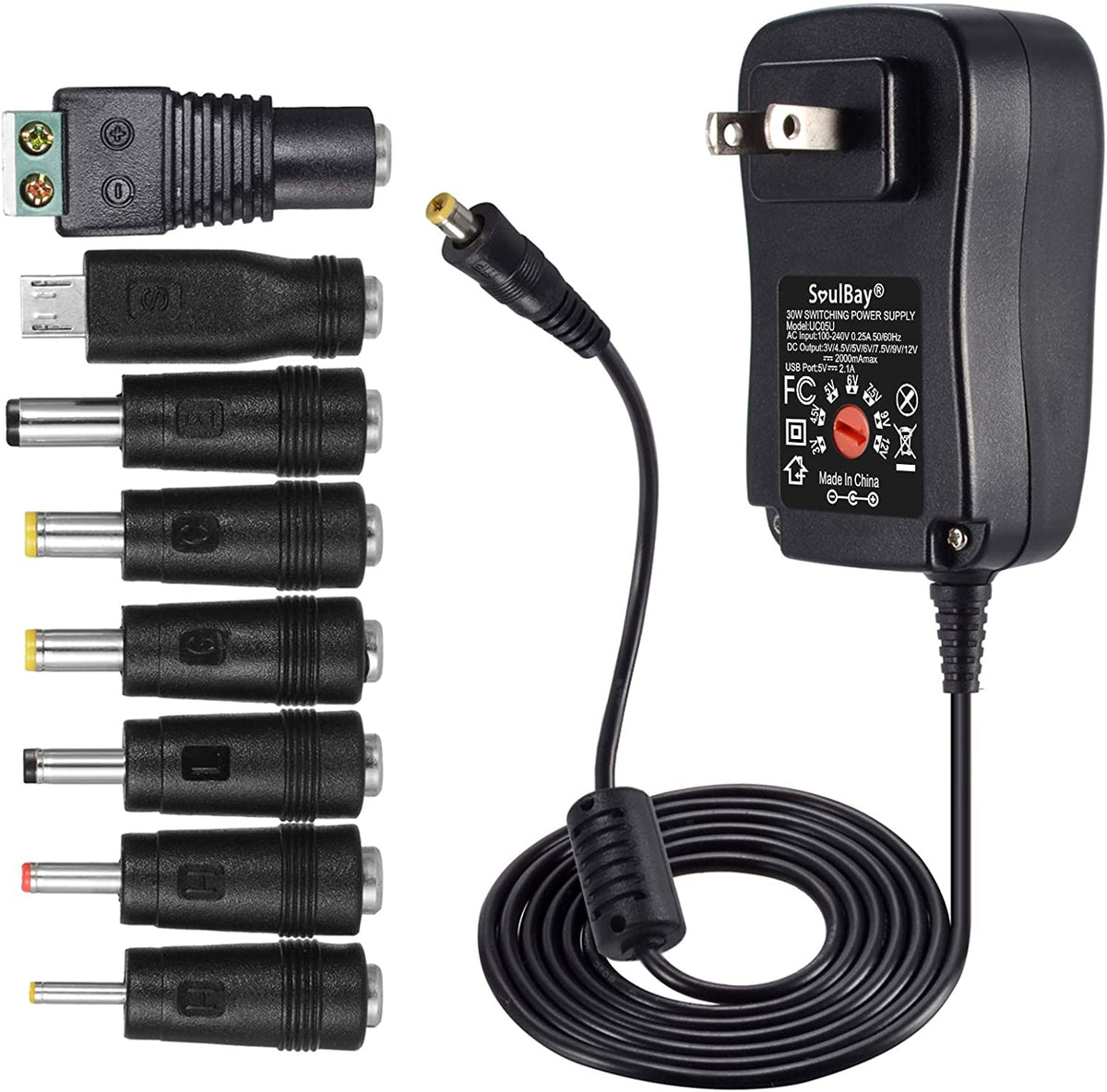 30W 2.1A USB Port UNIVERSAL WALL PLUG-IN ADAPTOR