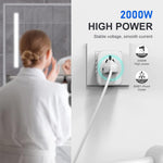 Universal International Power Travel Plug Adapter, 5 in 1 European Travel Plug Adapter W/ 3.5A 2xUSB-A and 2xUSB C Wall Charger and Worldwide AC Outlet for Europe USA UK AUS Asia