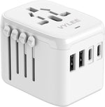 Universal International Power Travel Plug Adapter, 5 in 1 European Travel Plug Adapter W/ 3.5A 2xUSB-A and 2xUSB C Wall Charger and Worldwide AC Outlet for Europe USA UK AUS Asia