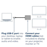 Open Box Insignia USB-C to Dual HDMI Adapter – 4K Ultra HD 60Hz Multi-Monitor Display (Silver)