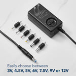 Open Box Insignia 22.5W Universal AC Adapter – Multi-Voltage Charger with 7 Tips & USB Port (NS-UNI22WAC-C)