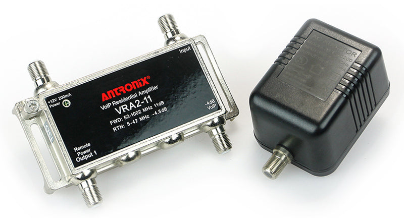 Antronix 2-Port Ultra Mini Residential Distribution Amplifier - microhousing, 2 port, +11dB with Power Inserter