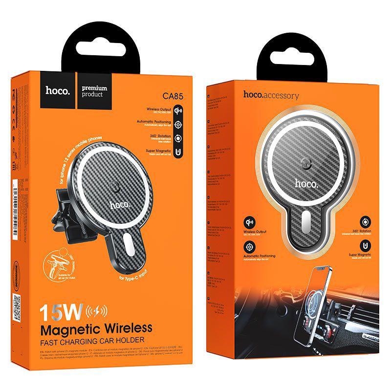 Support de téléphone de voiture magnétique sans fil CA85 | Charge rapide 15 W sur grille d'aération pour iPhone et smartphones