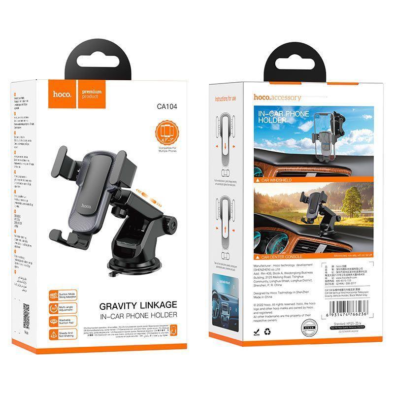 Support de téléphone de voiture télescopique CA104 | Fixation pare-brise et tableau de bord pour smartphones de 4,5 à 7 pouces