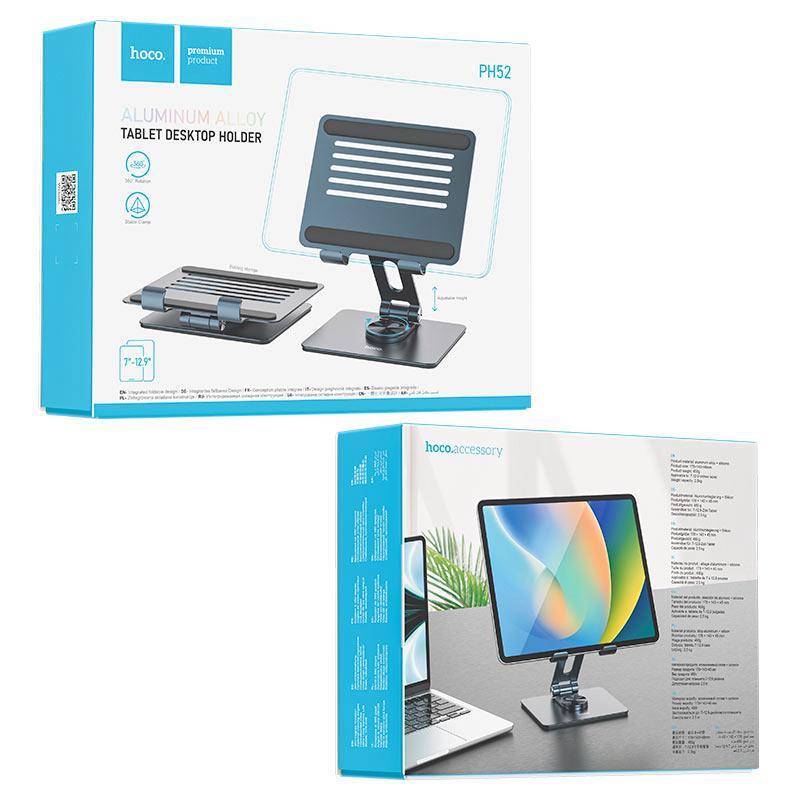 PH52 Support de tablette rotatif de bureau Might | Support de bureau réglable pour tablettes | Utilisation à la maison et au bureau
