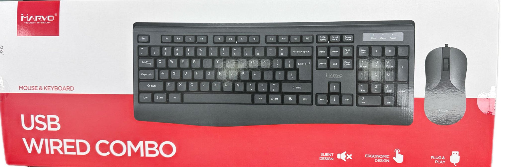 Clavier et souris filaires USB Marvo Touch Wisdom – Plug & Play pour PC et Mac