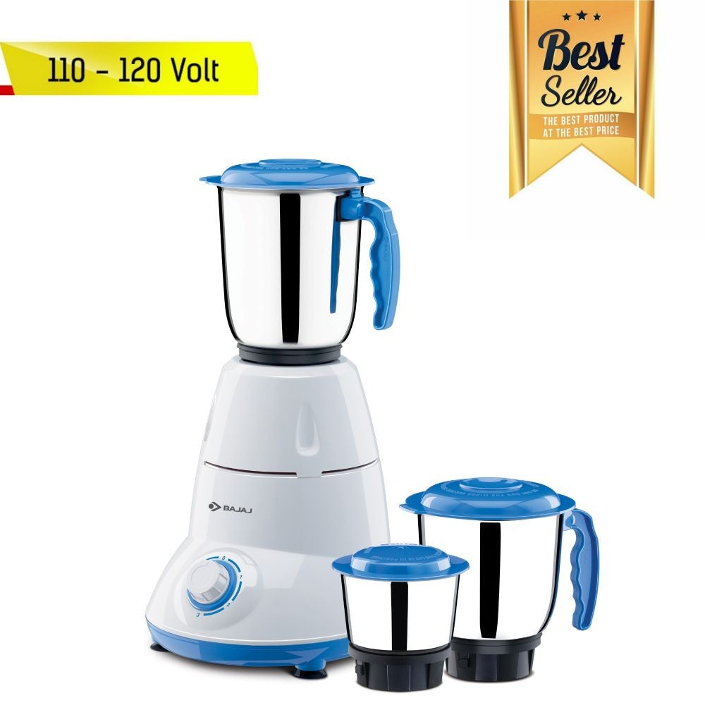Bajaj Bravo Dlx Indian Mixer Grinder, 500W, Stainless Steel Jars - Indian Mixer Grinder, Spice & Coffee grinder 110V for use in Canada / USA