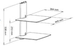 BEST 2-Tier DVD/Receiver/STB Wall Mount Glass Shelf Unit - Up to 44 lb (20 kg) (BEST-DVD-2)