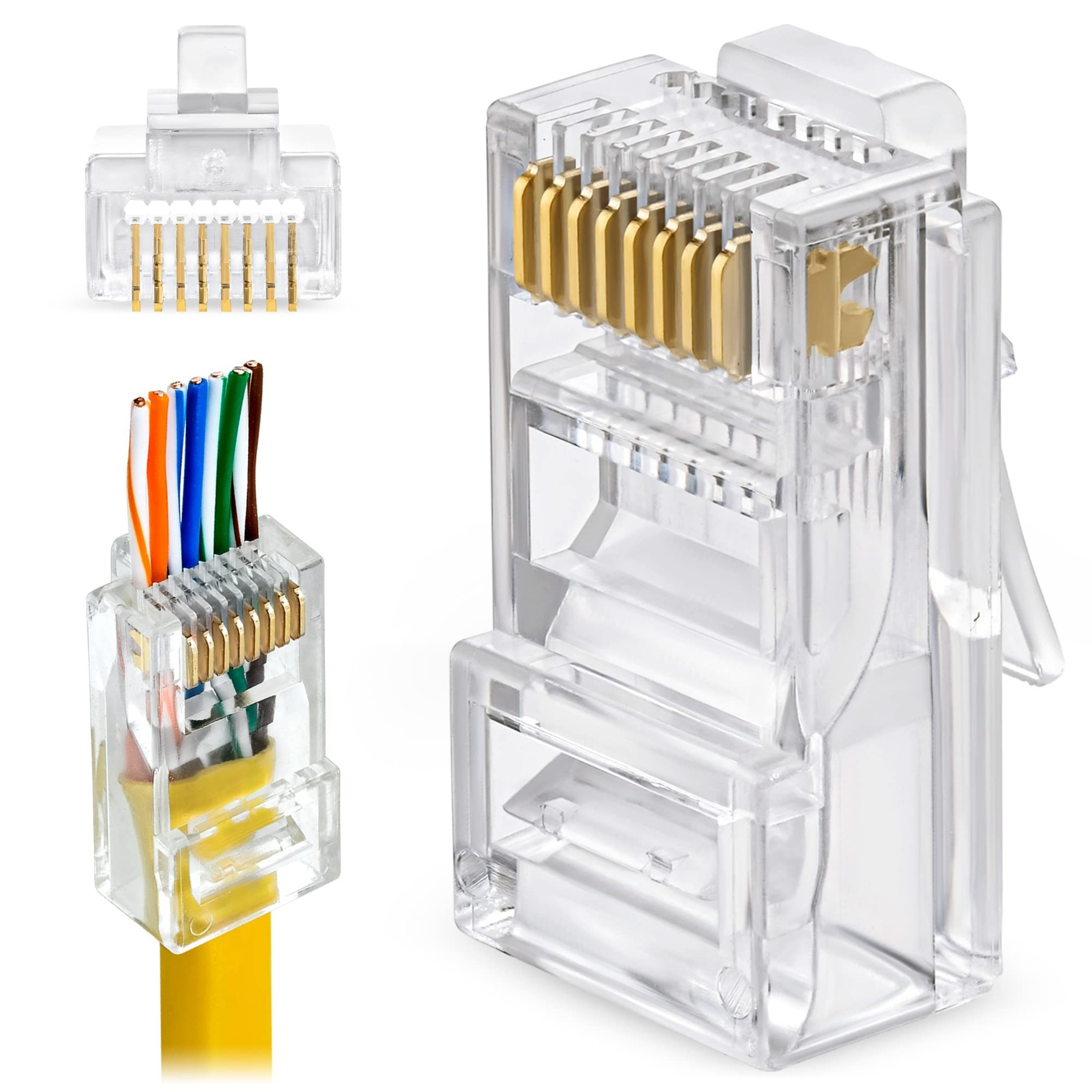 CAT 5E Pass Through ( EZ CONNECTORS ) Modular RJ45 Cat 5 Ethernet Cable Connector Plug Crystal Head 25 PCS