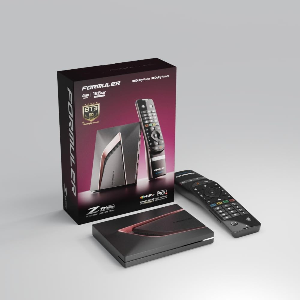 Formuler Z12 Ultra-4K Streaming Media Player, Android 12, Dolby Vision, Dolby Atmos, HDR10+, Gigabit LAN, WiFi 6E, 4GB RAM, 128GB ROM, Bluetooth Backlight Voice Remote