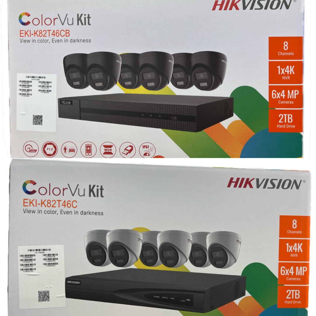 Hikvision ColorVu 6 Camera 4MP Outdoor Security System | 8 Channel 4K NVR | EKI-K82T46C | USA & Canada