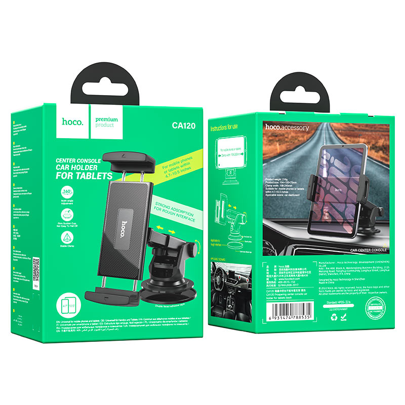 CA120 Support Téléphone et Tablette de Voiture Tableau de Bord Prospering | Support Réglable à 360° pour Appareils de 4,7 à 10,5 Pouces