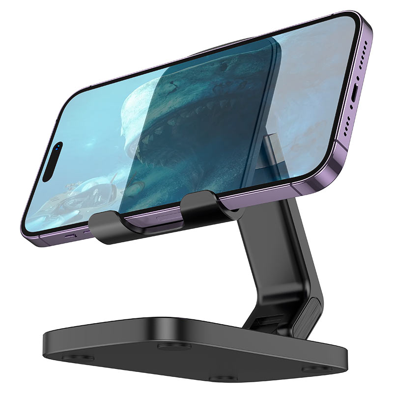 Support de téléphone pliable HD8 Blackfish | Support de téléphone de bureau réglable pour smartphones de 4,5 à 7 pouces (noir/blanc)