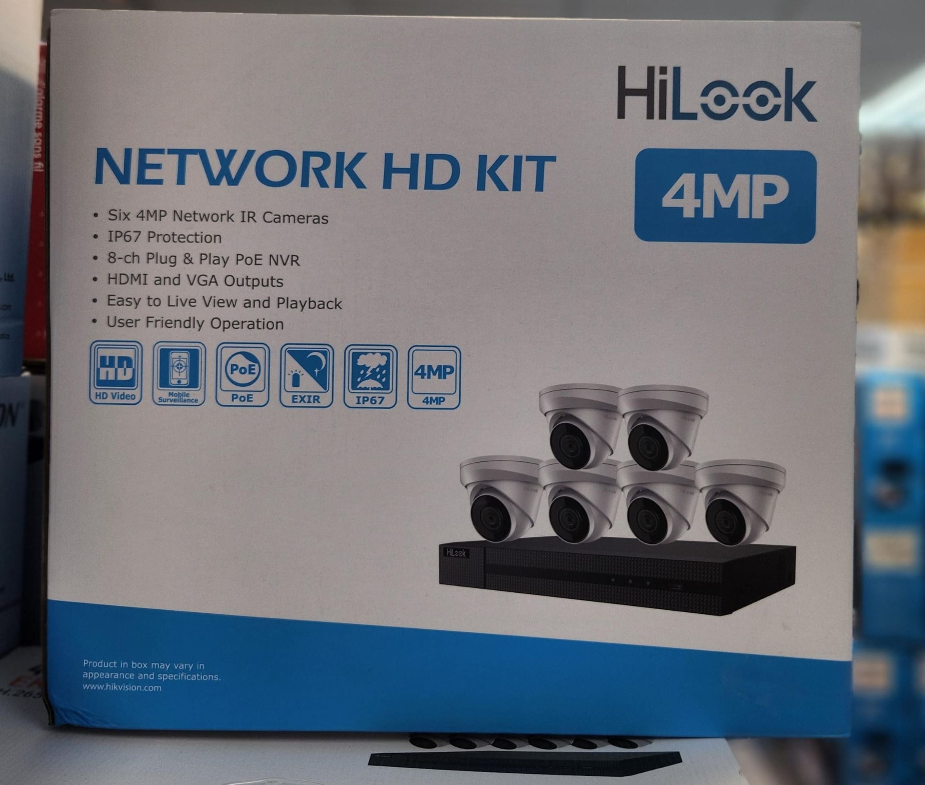 Kit NVR PoE HiLook IK-6284TH-MH/P 8 canaux 4MP