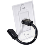 Single HDMI Wall Plate with Back Built-in Flexible Cable (White)