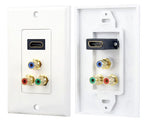 HDMI + 3 (RGB/RCA) Component Wall Plate (White)