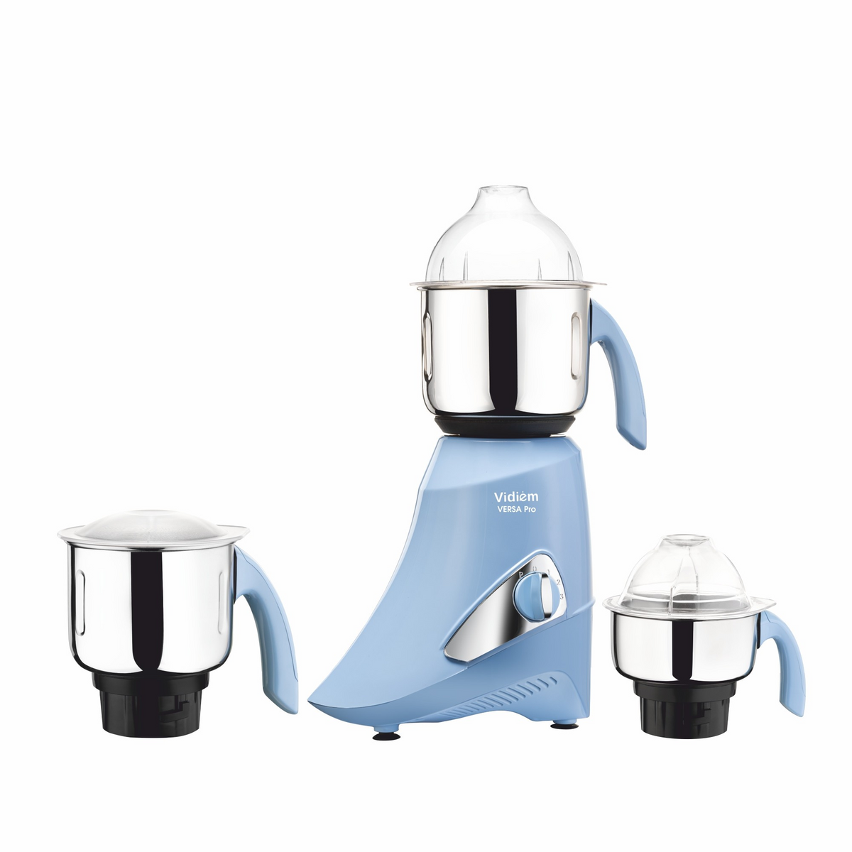 Mixeur Vidiem Versa Pro 110 V – 3 pots en acier inoxydable, moteur robuste de 750 W – Pour utilisation au Canada et aux États-Unis – Corps en ABS antichoc, pots autobloquants – Broyage humide, à sec et mixage